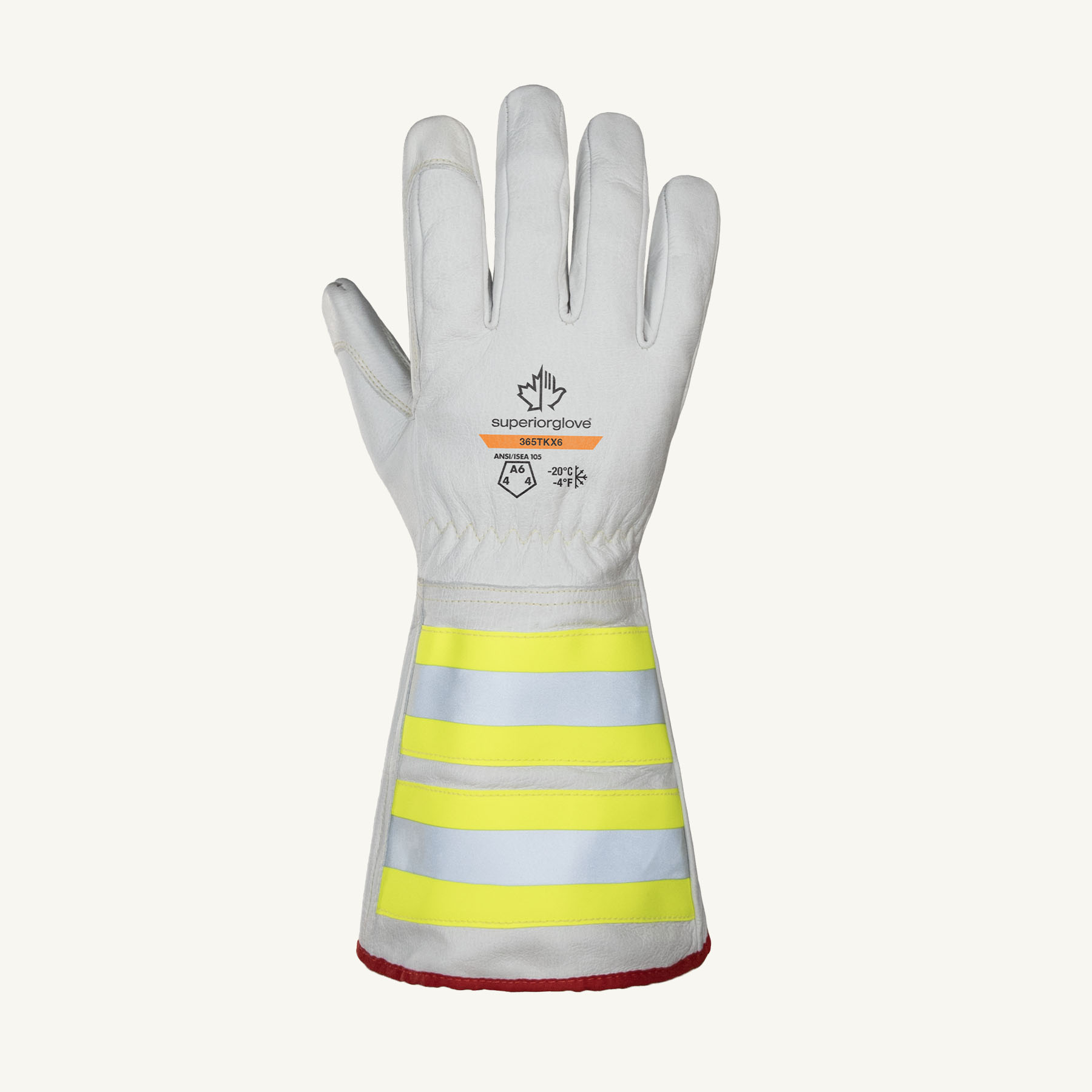 Superior Glove® Endura Pro® 365TKX6 A6 Winter Lineman Glove w/ Extended Hi-Viz Cuff- back of hand